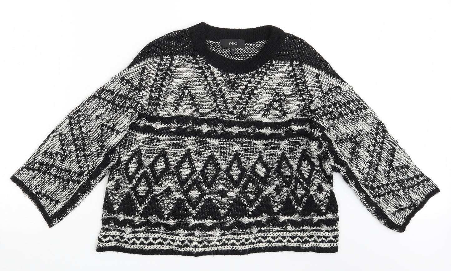 NEXT Womens Black Argyle/Diamond  Pullover Jumper Size XS