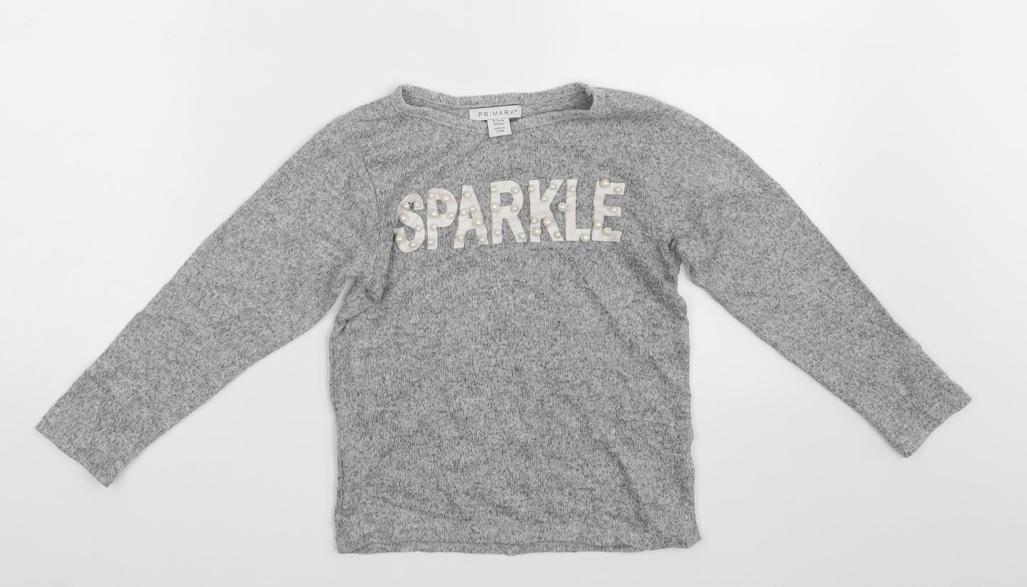 Primark Girls Grey   Pullover Jumper Size 6-7 Years  - Sparkle