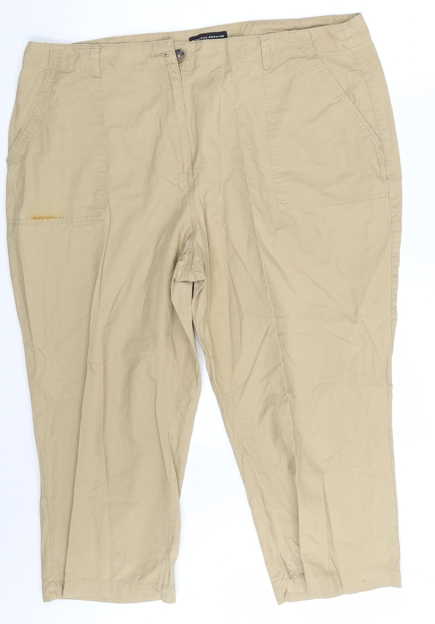 Dorothy Perkins Womens Beige   Cropped Trousers Size 20 L22 in