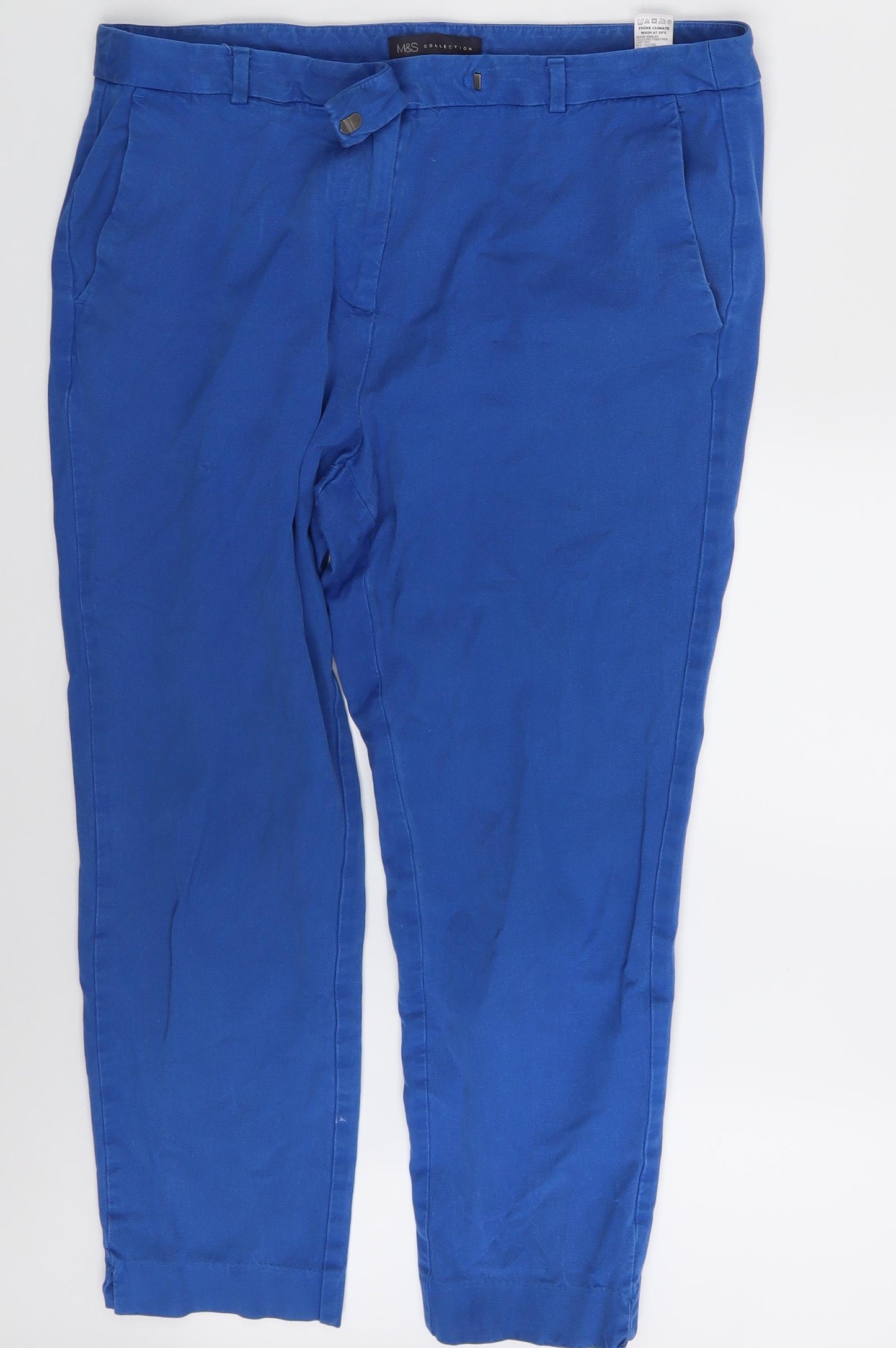 M&S Womens Blue   Capri Trousers Size 16 L24 in