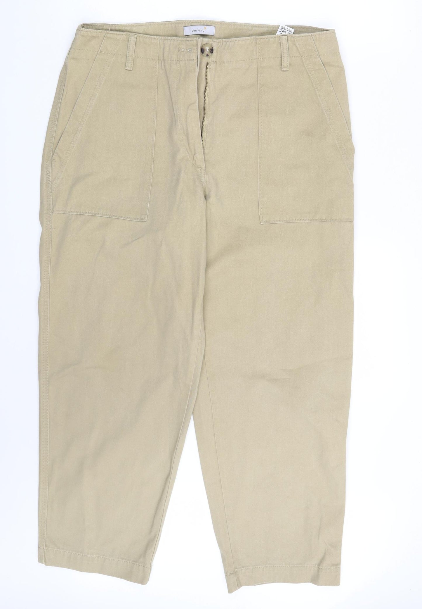 M&S Womens Beige   Cropped Trousers Size 16 L26 in