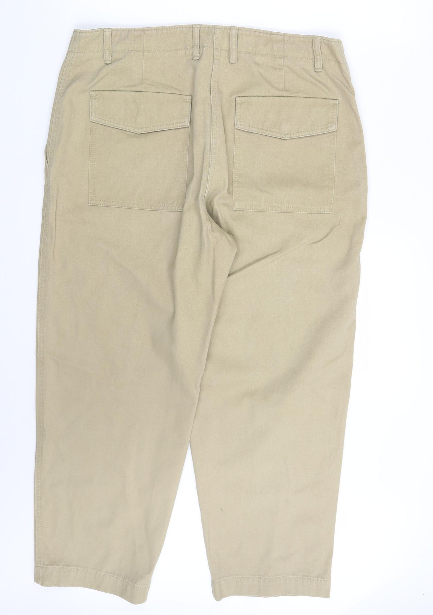 M&S Womens Beige   Cropped Trousers Size 16 L26 in