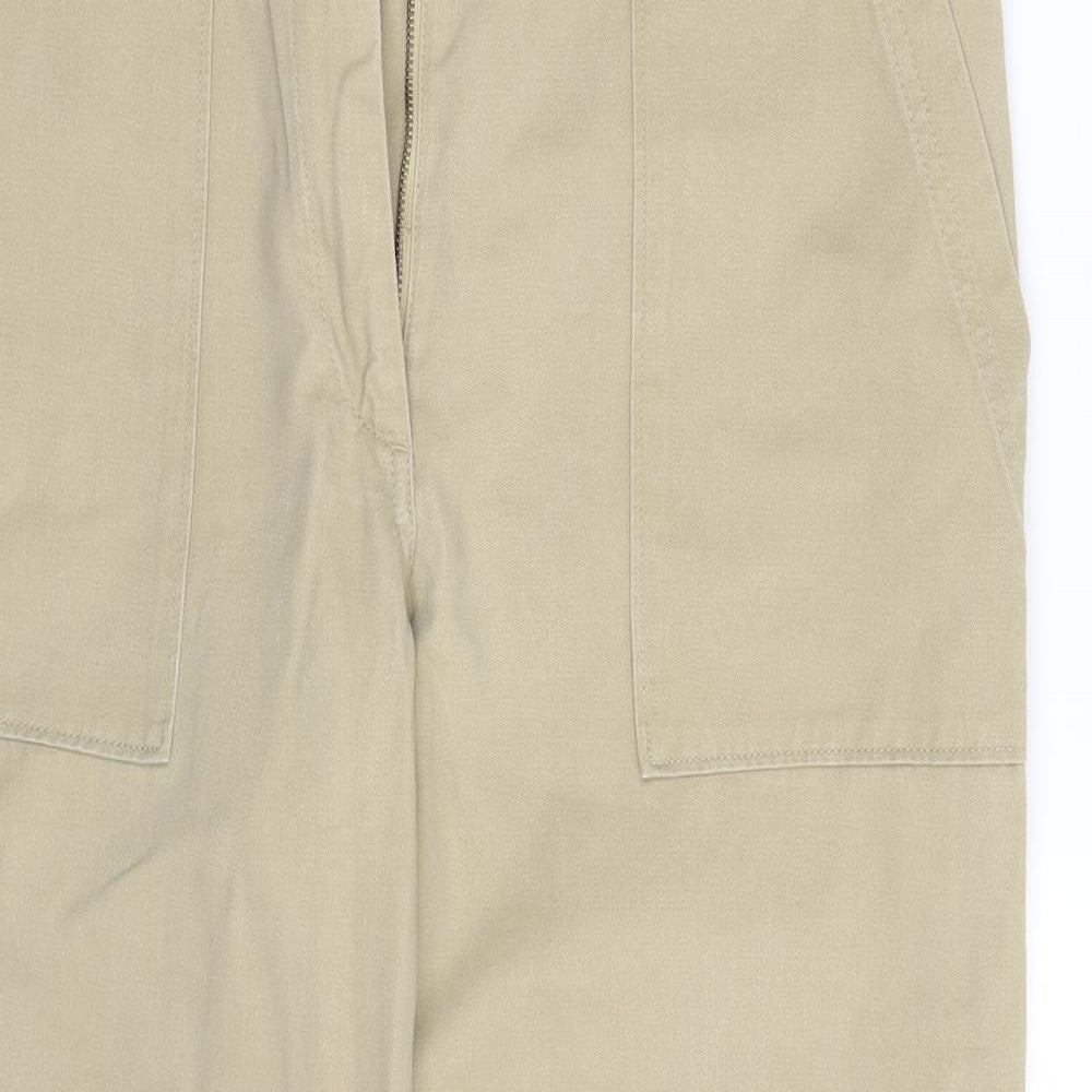 M&S Womens Beige   Cropped Trousers Size 16 L26 in