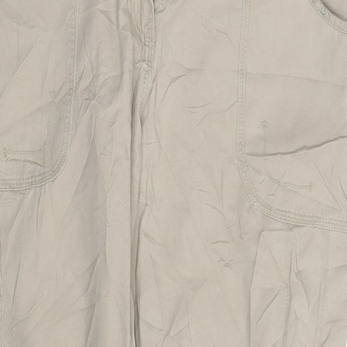EA Womens Beige Floral Denim Cargo Trousers Size 16 L30 in