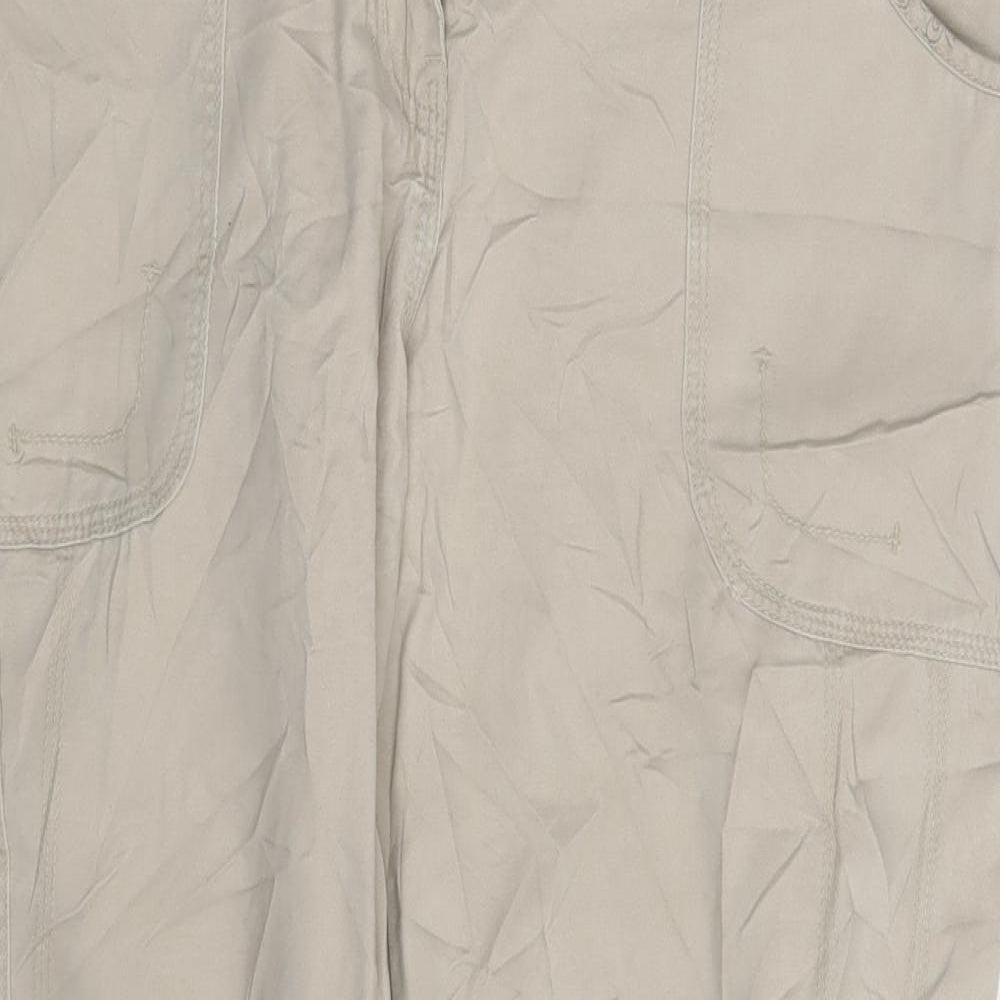 EA Womens Beige Floral Denim Cargo Trousers Size 16 L30 in