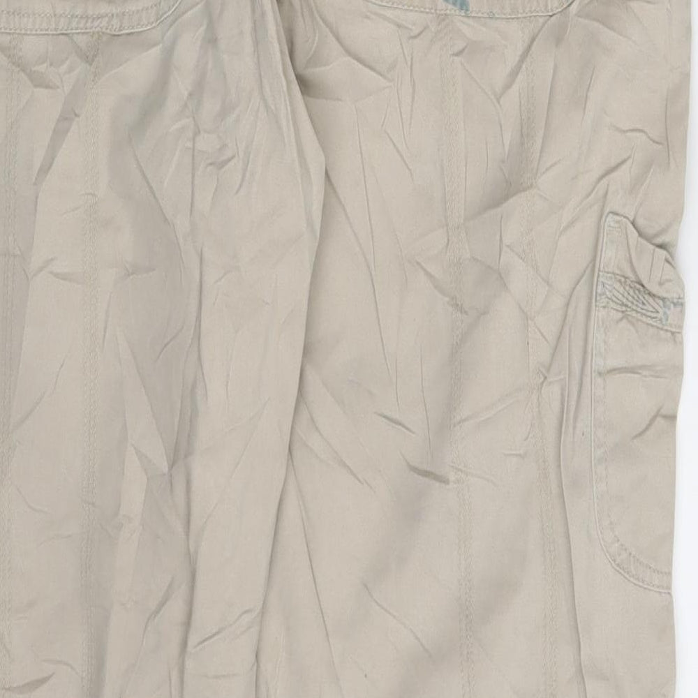 EA Womens Beige Floral Denim Cargo Trousers Size 16 L30 in