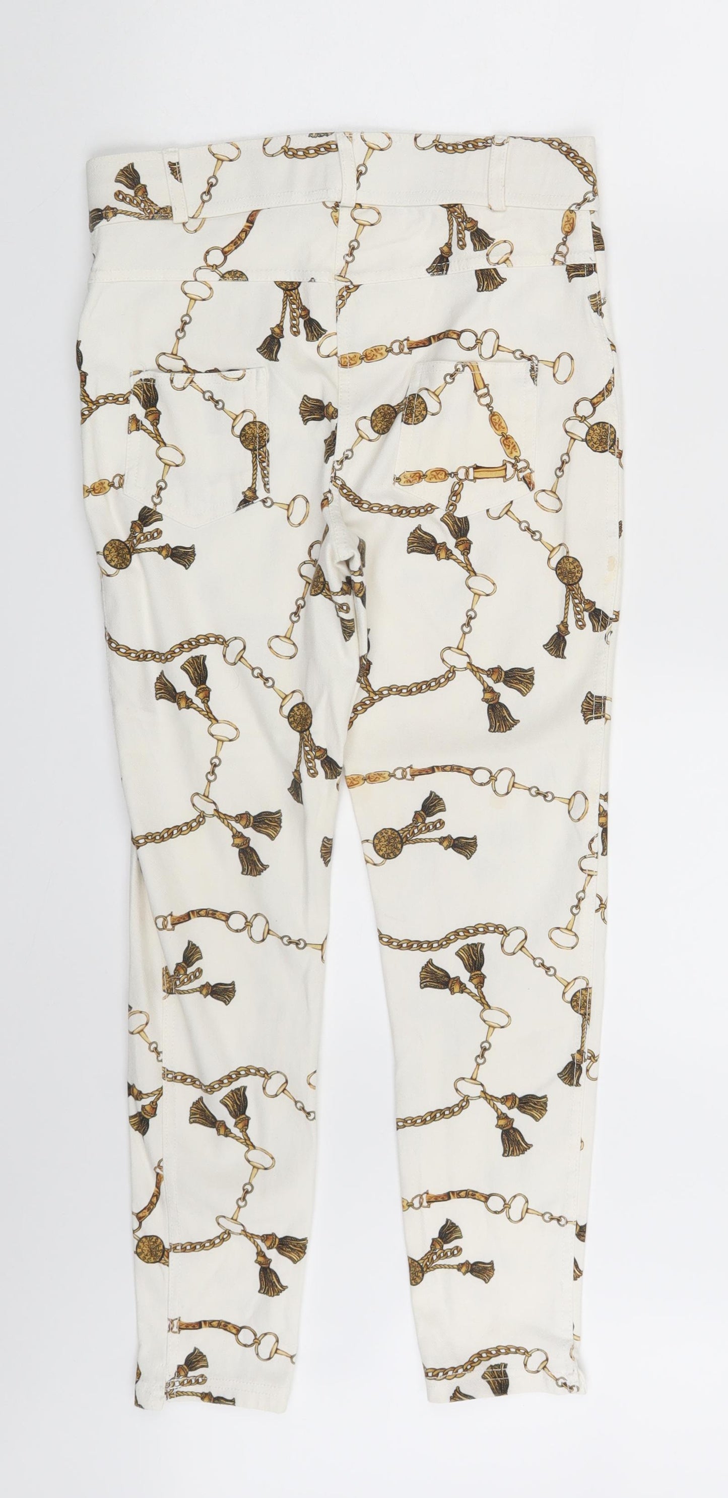 Select Womens Ivory Floral Denim Jegging Leggings Size 12 L25 in