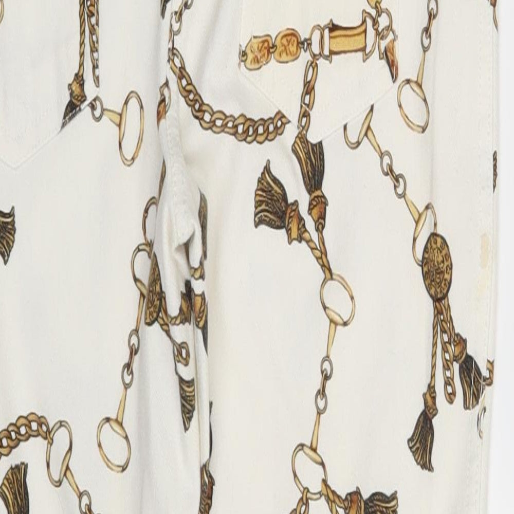 Select Womens Ivory Floral Denim Jegging Leggings Size 12 L25 in