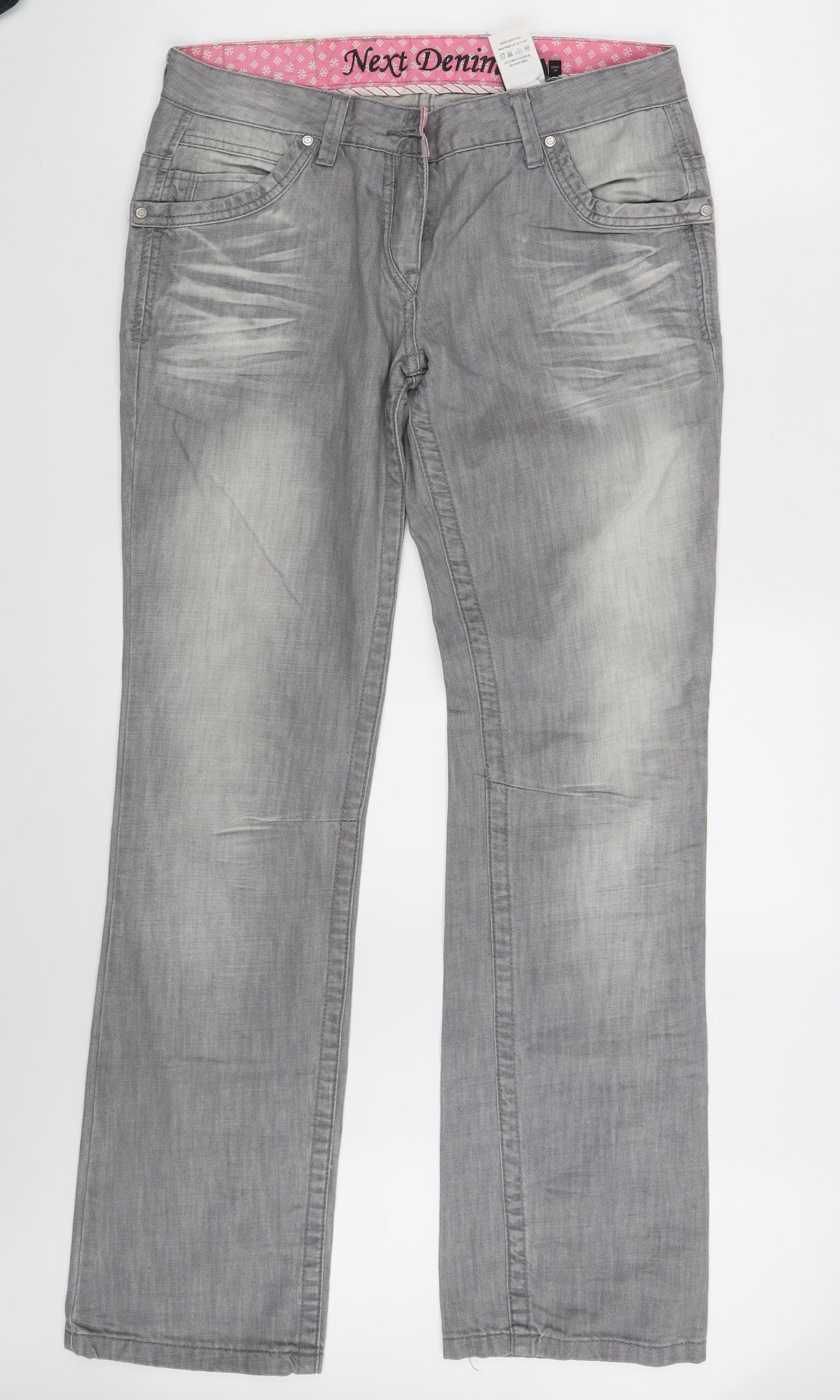 NEXT Womens Grey  Denim Straight Jeans Size 12 L33 in
