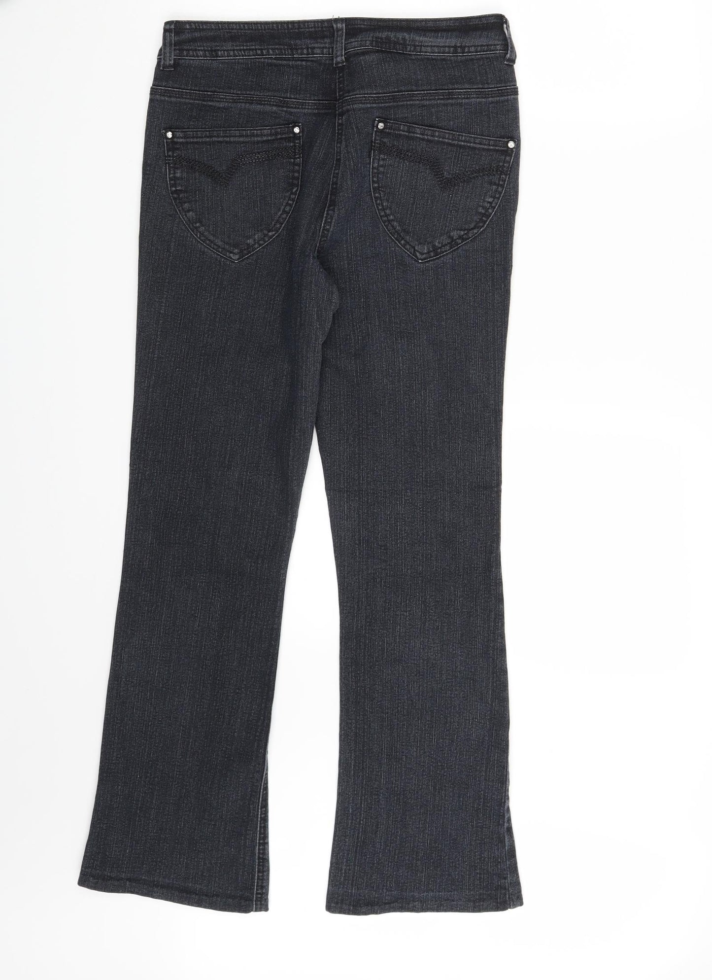 M&Co Womens Black  Denim Bootcut Jeans Size 10 L27 in