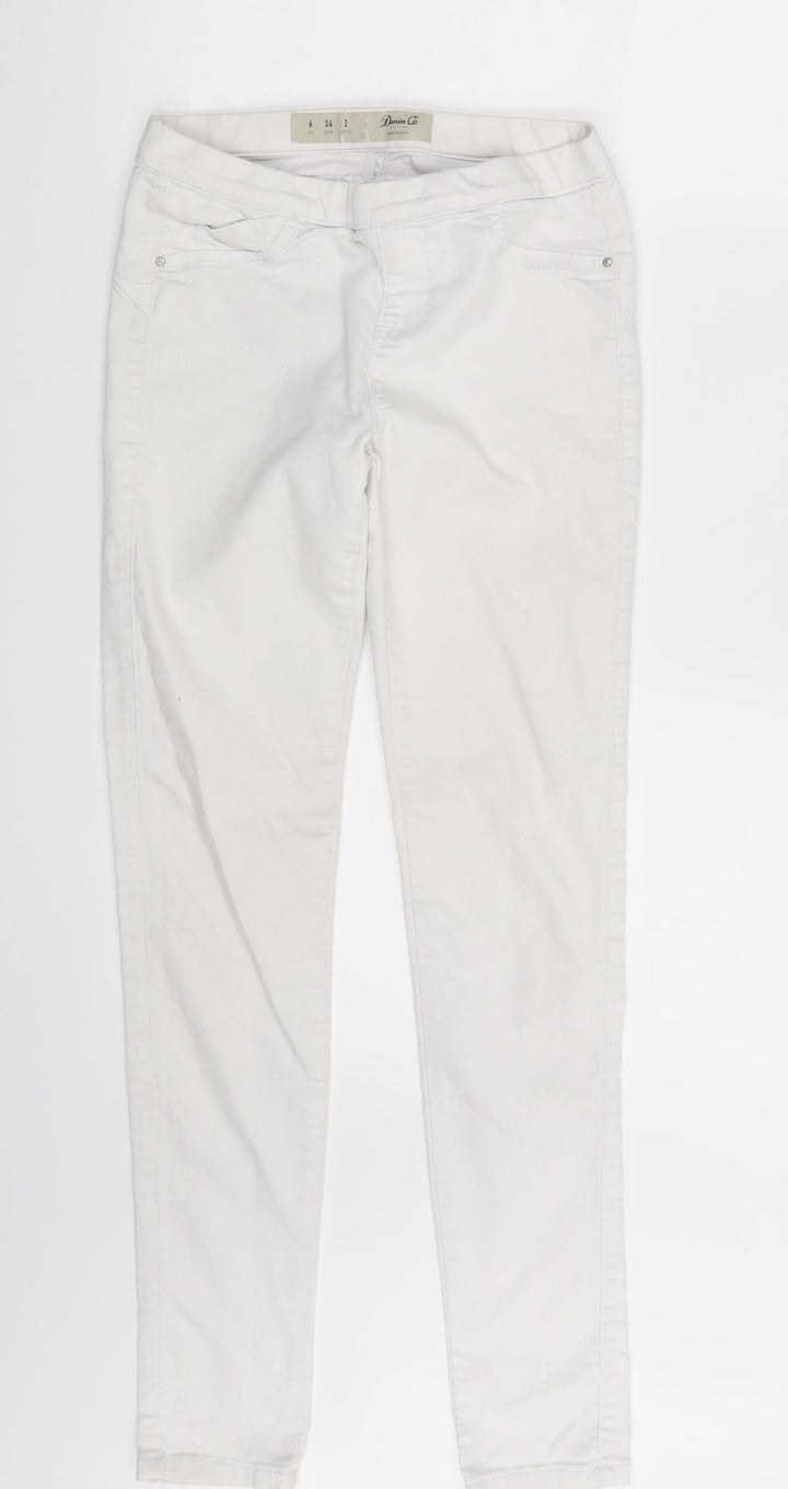 Denim & Co. Womens White Denim Jegging Leggings Size 6 L27 in