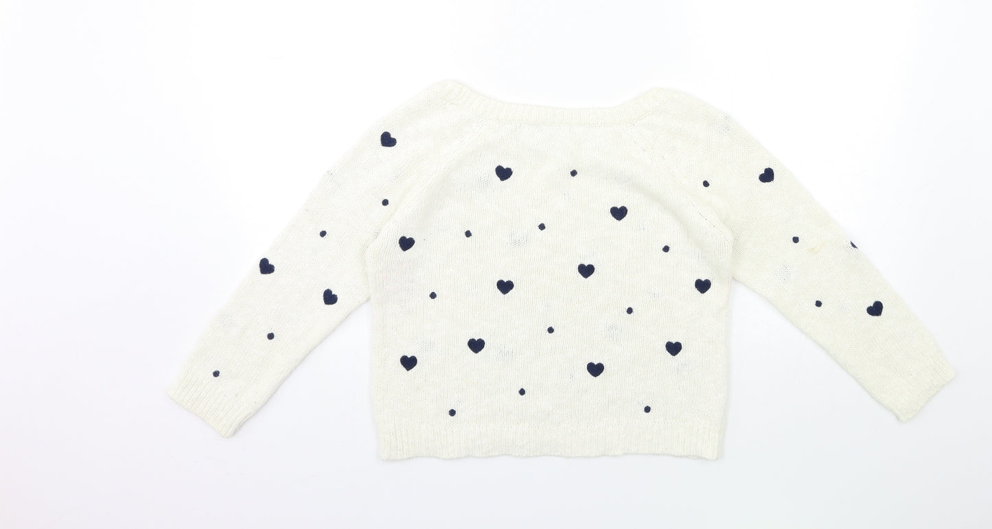 Stradivarius Womens White Geometric Knit Pullover Jumper Size S