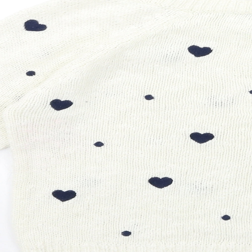 Stradivarius Womens White Geometric Knit Pullover Jumper Size S