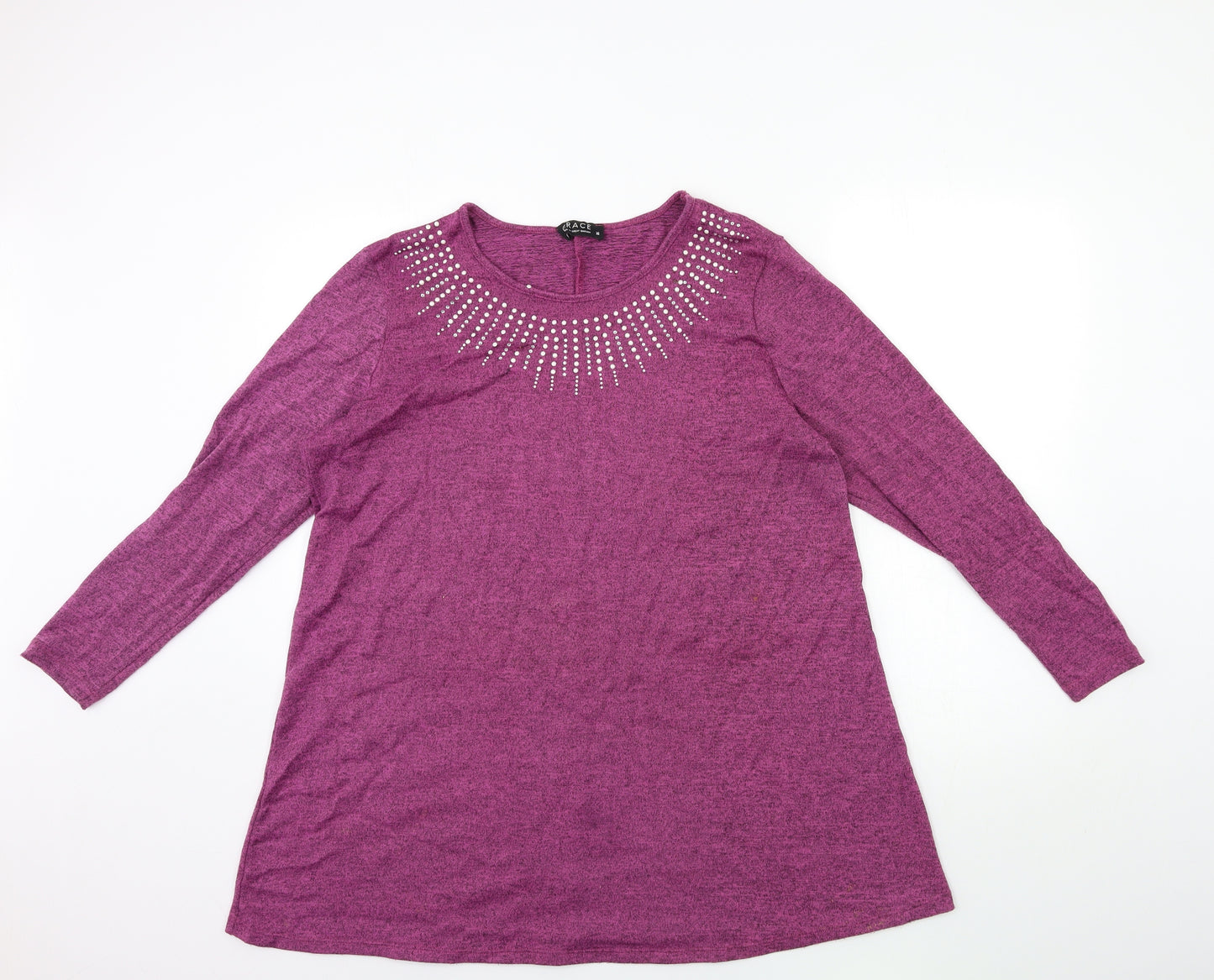 Grace Womens Purple  Knit Pullover Jumper Size 16