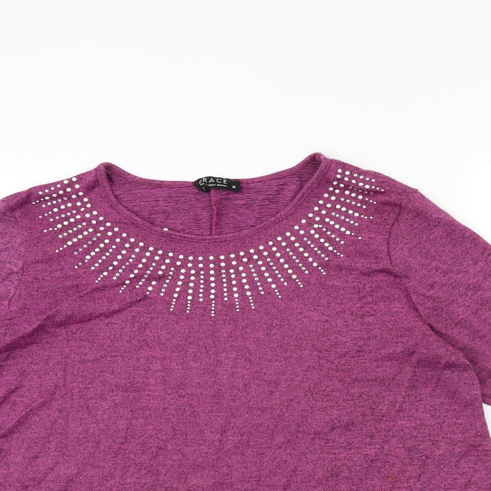 Grace Womens Purple  Knit Pullover Jumper Size 16
