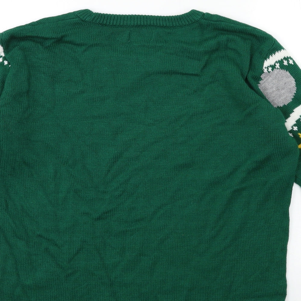 Nizzin Mens Green  Knit Pullover Jumper Size L  - CHRISTMAS