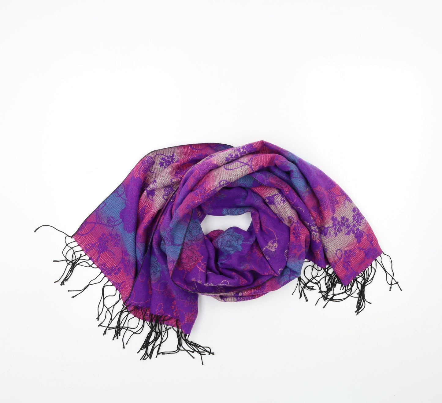 Preworn Womens Purple Floral   Scarf