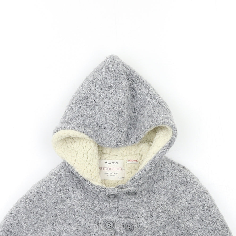 Zara Girls Grey   Jacket Coatigan Size 3-4 Years