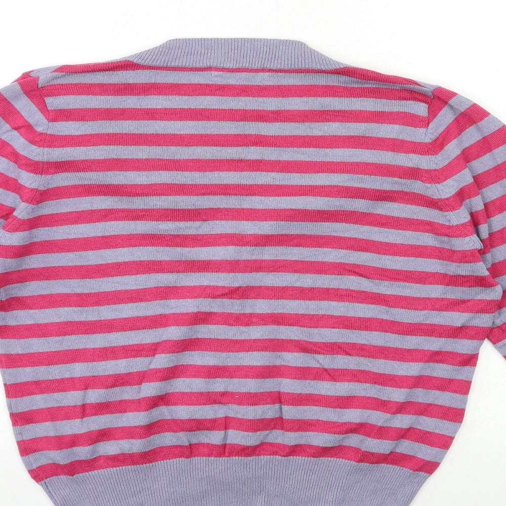 Frost French Womens Pink Striped Knit Cardigan Jumper Size L