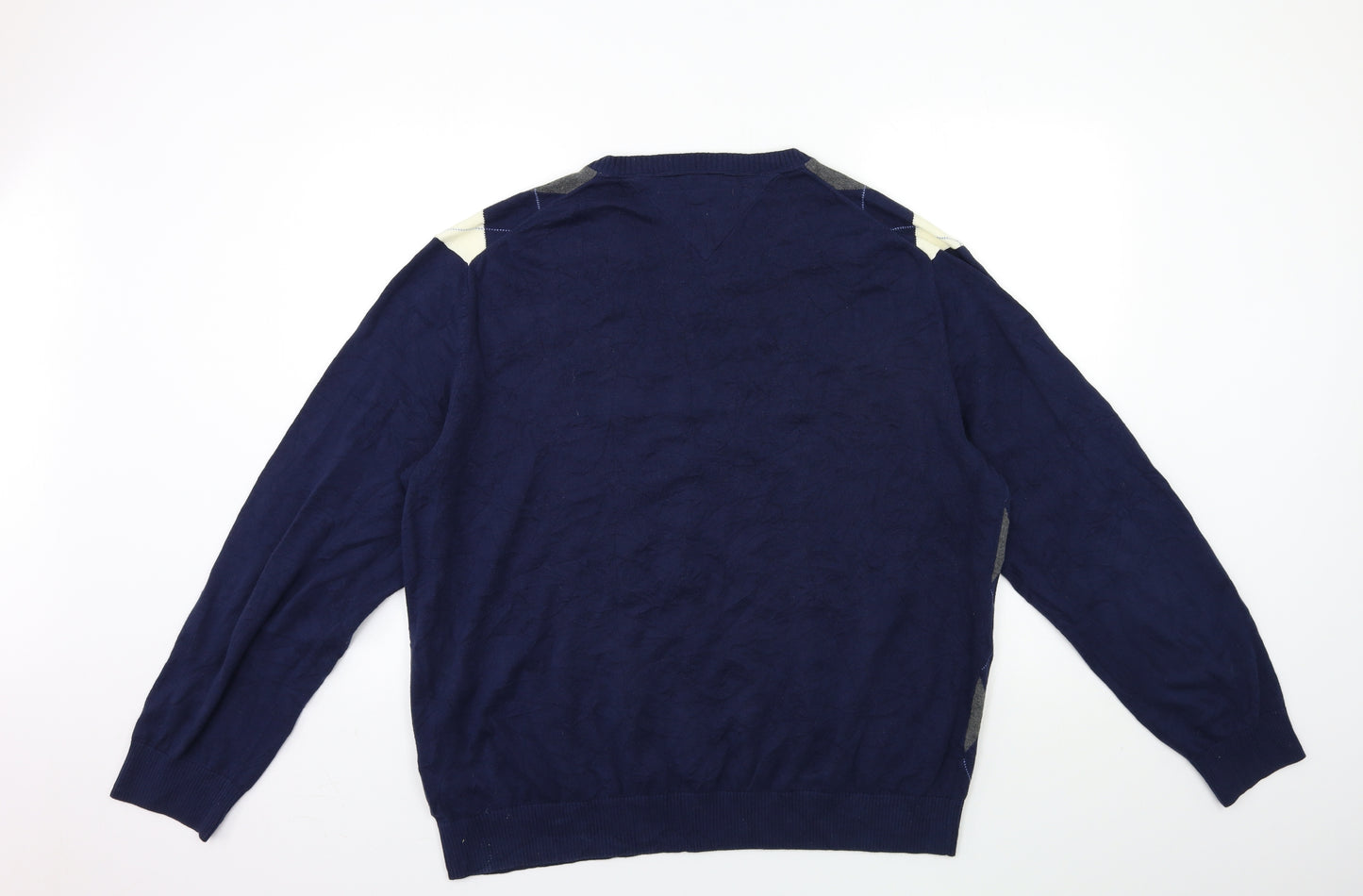 Tommy Hilfiger Mens Blue Check Knit Pullover Jumper Size XL