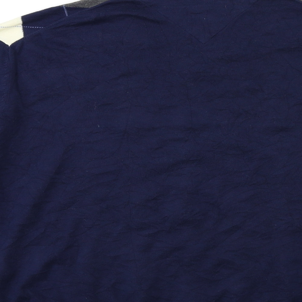 Tommy Hilfiger Mens Blue Check Knit Pullover Jumper Size XL