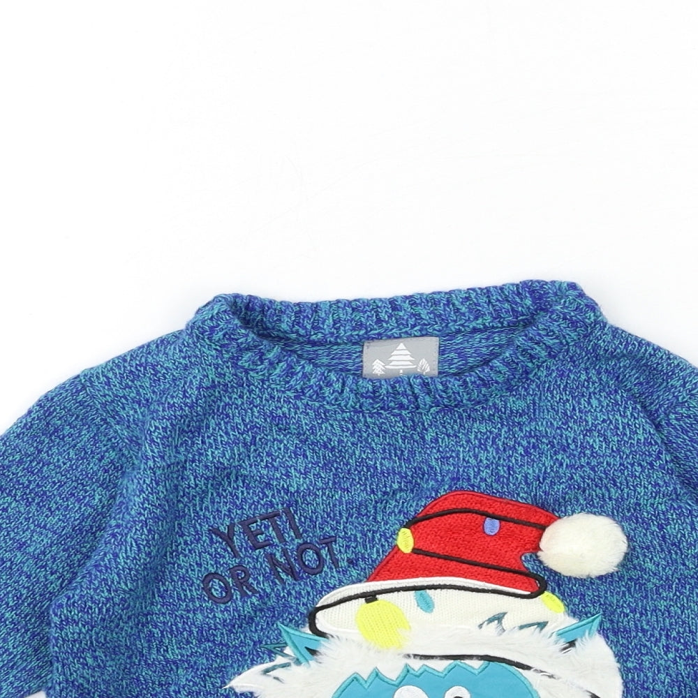 George Boys Blue  Knit Pullover Jumper Size 6-7 Years  - CHRISTMAS