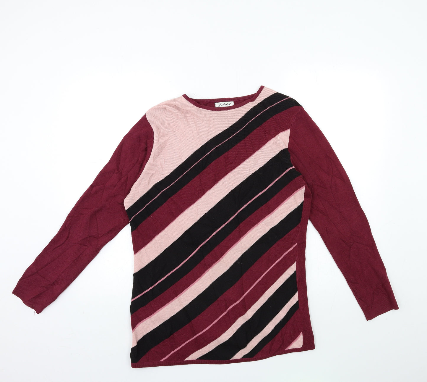 Berkertex Womens Red Striped Knit Pullover Jumper Size 10
