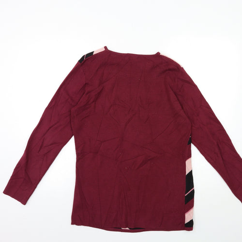 Berkertex Womens Red Striped Knit Pullover Jumper Size 10