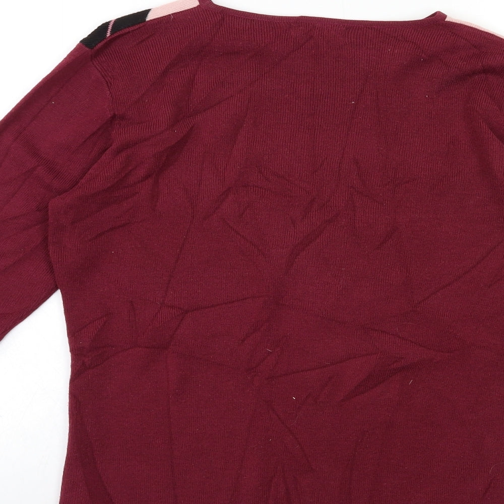 Berkertex Womens Red Striped Knit Pullover Jumper Size 10