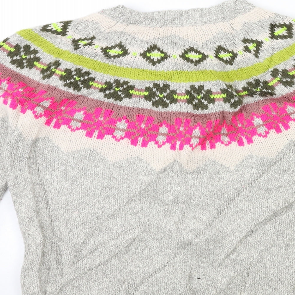 White Stuff Womens Grey Striped Knit Pullover Jumper Size 14