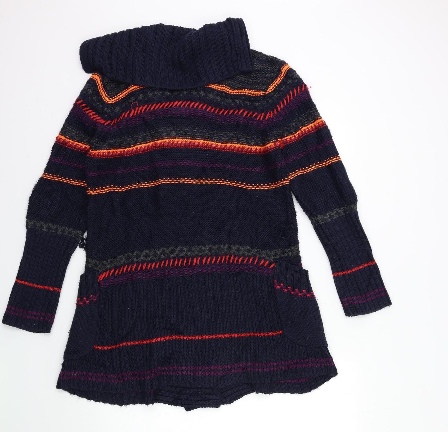 Monsoon Womens Blue Striped Knit Cardigan Jumper Size M