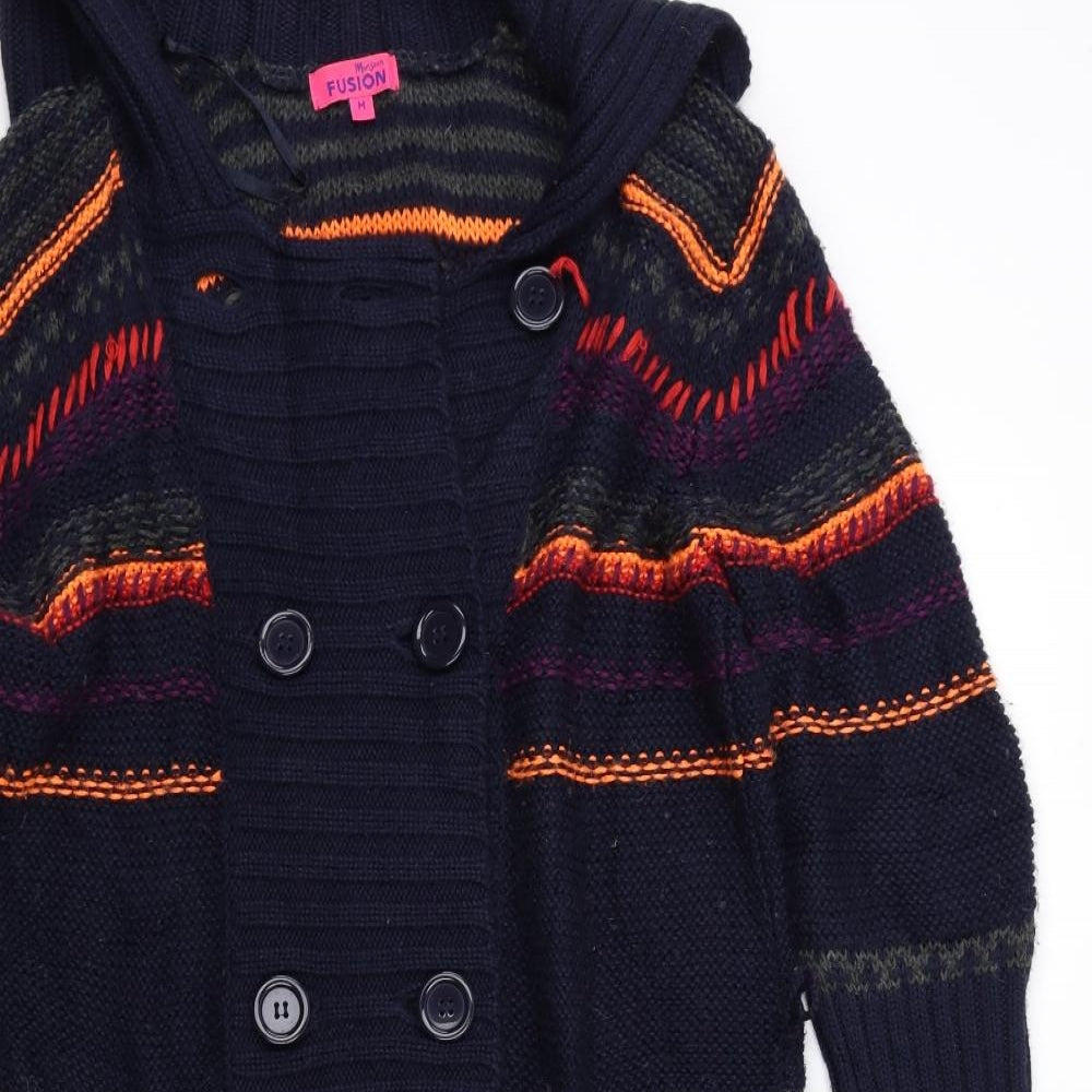 Monsoon Womens Blue Striped Knit Cardigan Jumper Size M