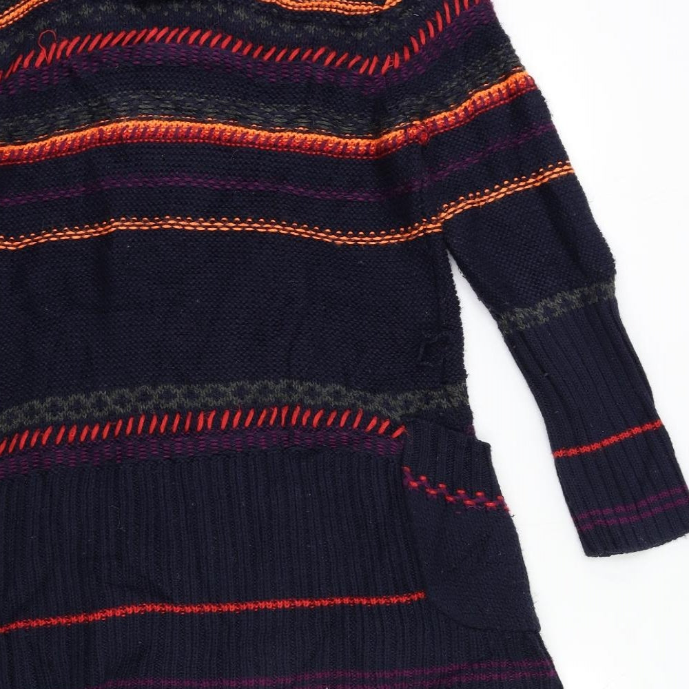 Monsoon Womens Blue Striped Knit Cardigan Jumper Size M