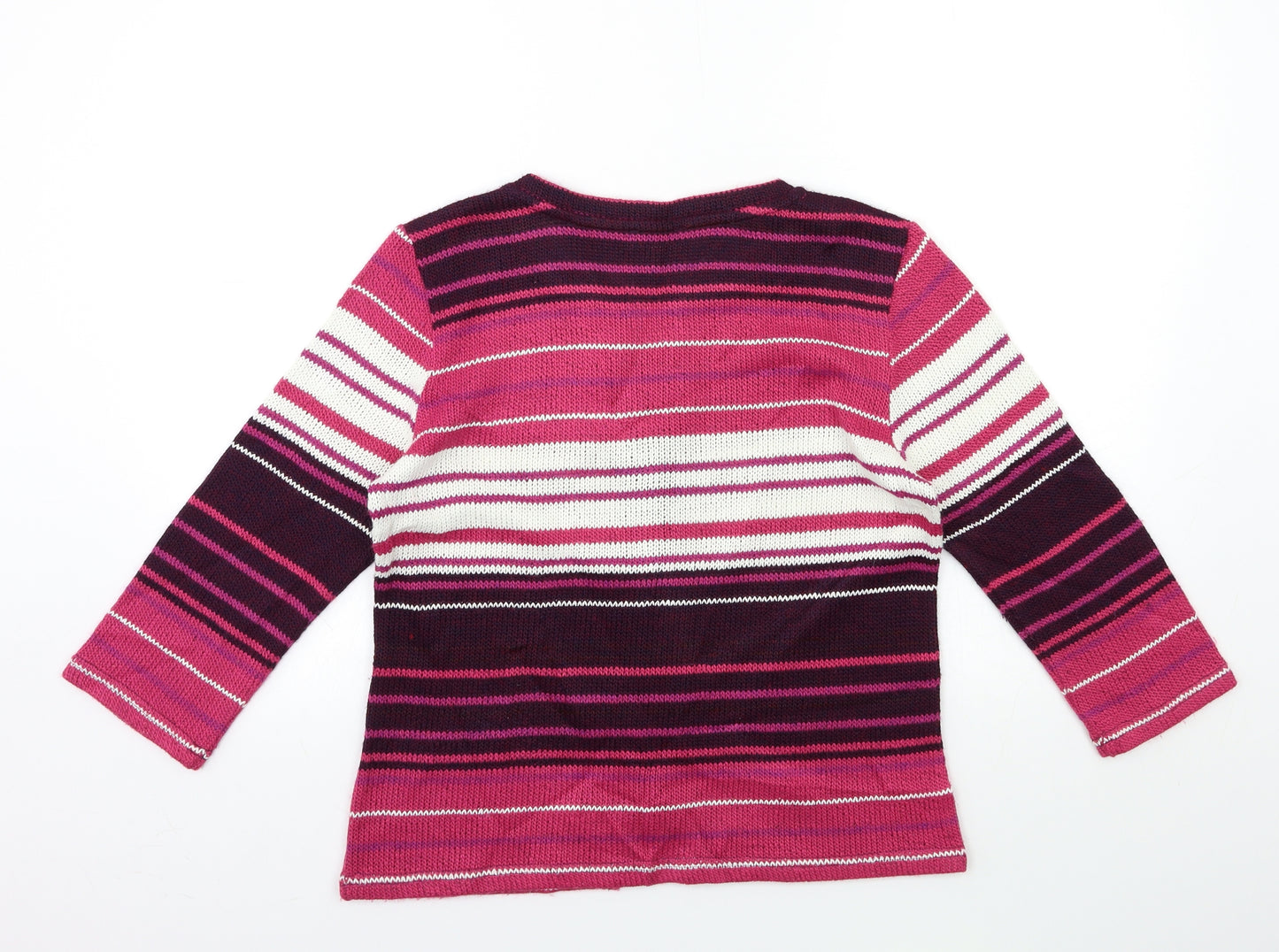 Per Una Womens Pink Striped Knit Pullover Jumper Size M