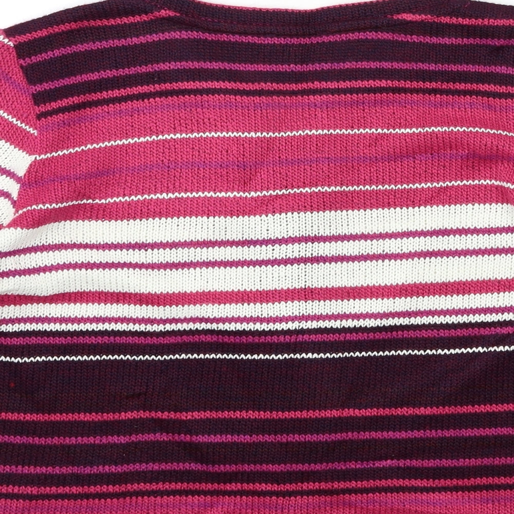 Per Una Womens Pink Striped Knit Pullover Jumper Size M