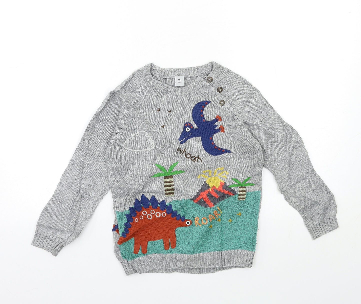 TU Boys Grey  Knit Pullover Jumper Size 4-5 Years