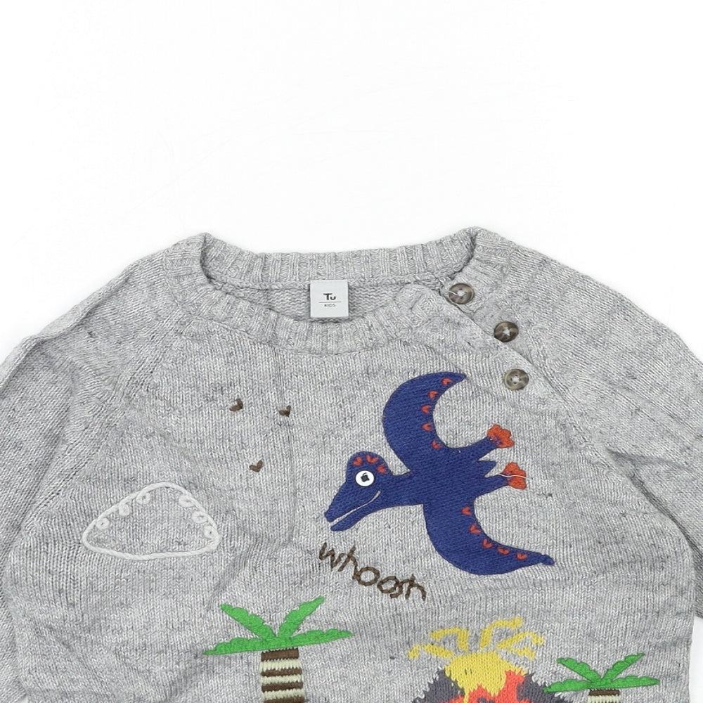TU Boys Grey  Knit Pullover Jumper Size 4-5 Years
