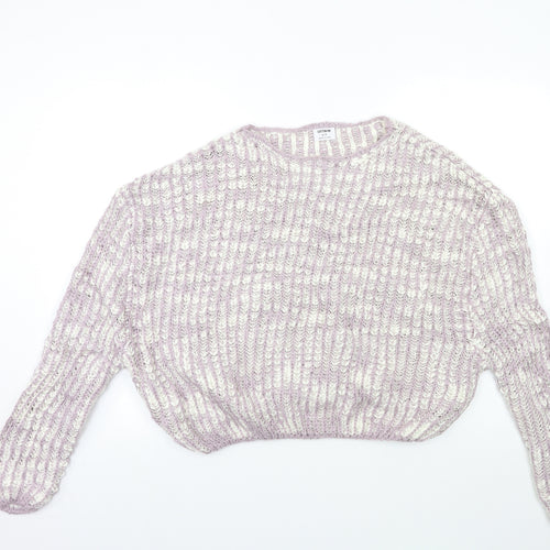 Cotton Womens Pink Striped Knit Pullover Jumper Size S