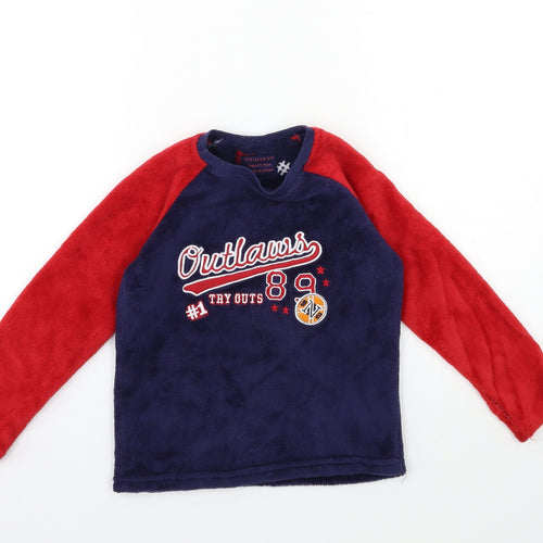 Primark Boys Blue  Fleece  Pyjama Top Size 5-6 Years