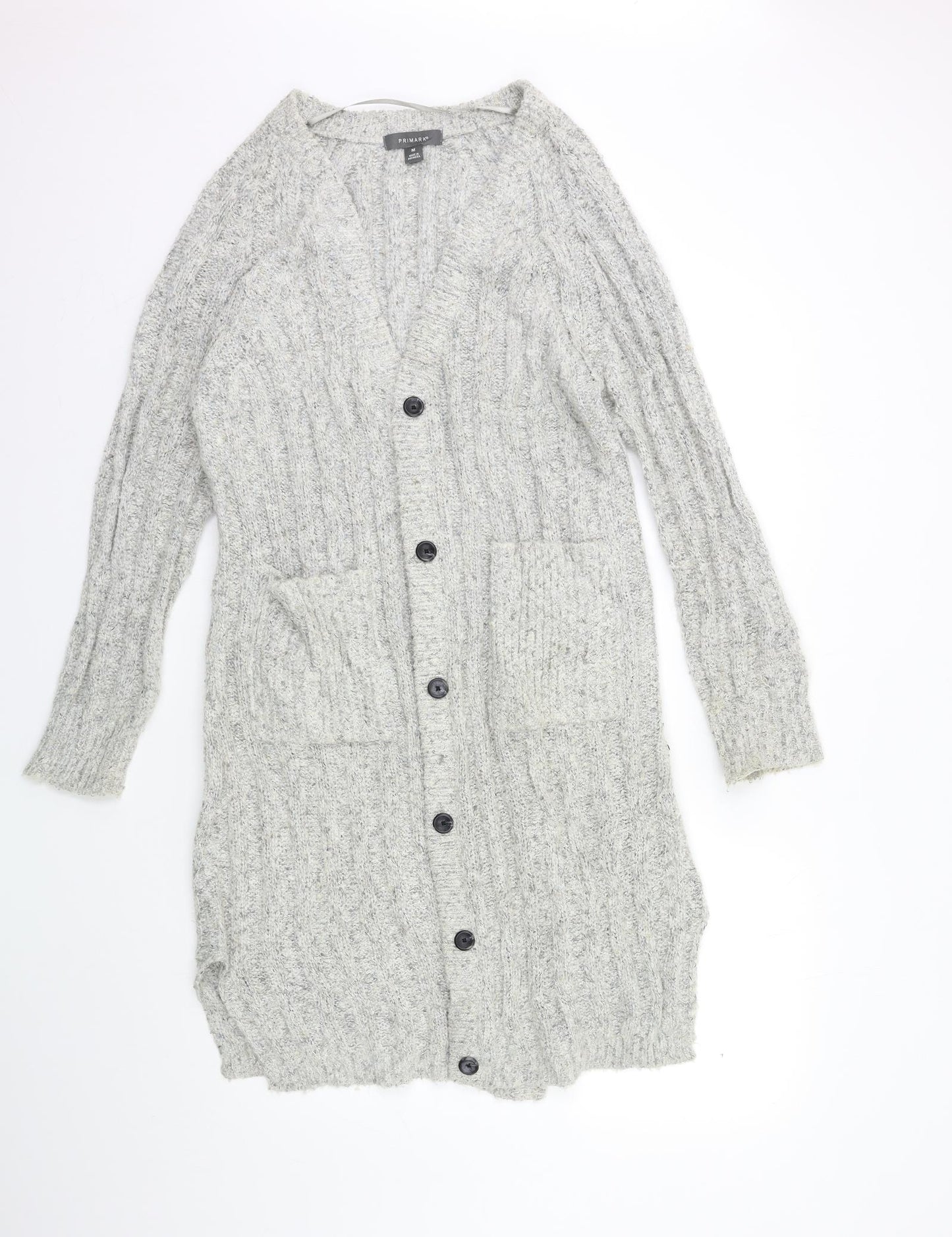Primark Womens Grey  Knit Cardigan Jumper Size M