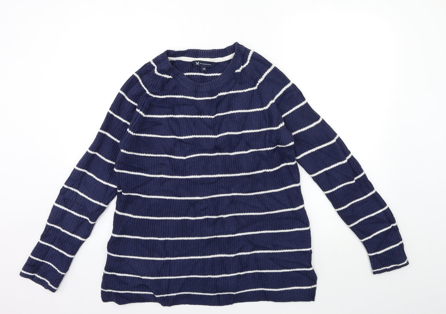 Crew Clothing Mens Blue Striped Knit Pullover Jumper Size M