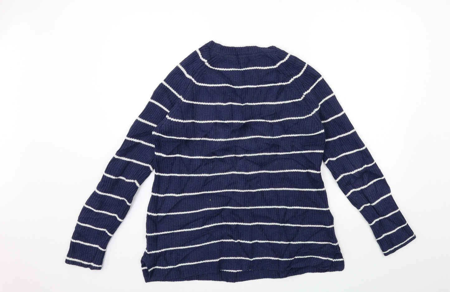 Crew Clothing Mens Blue Striped Knit Pullover Jumper Size M