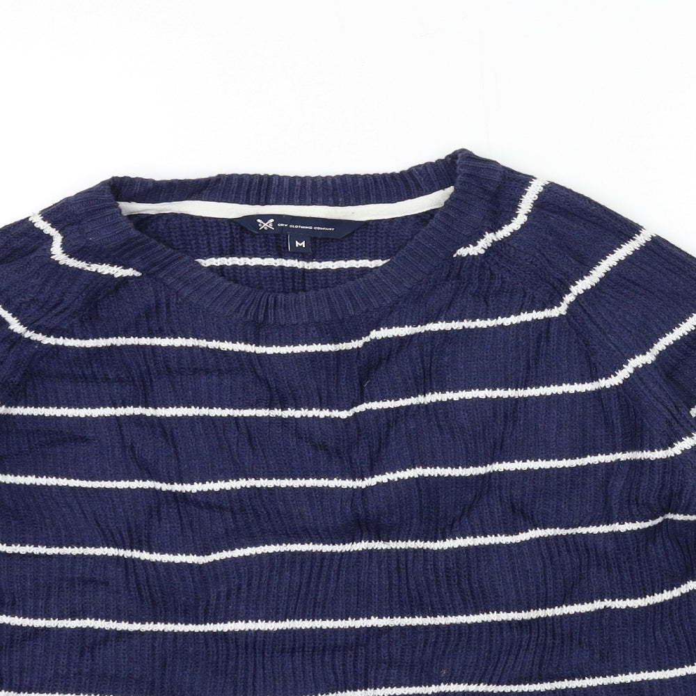 Crew Clothing Mens Blue Striped Knit Pullover Jumper Size M
