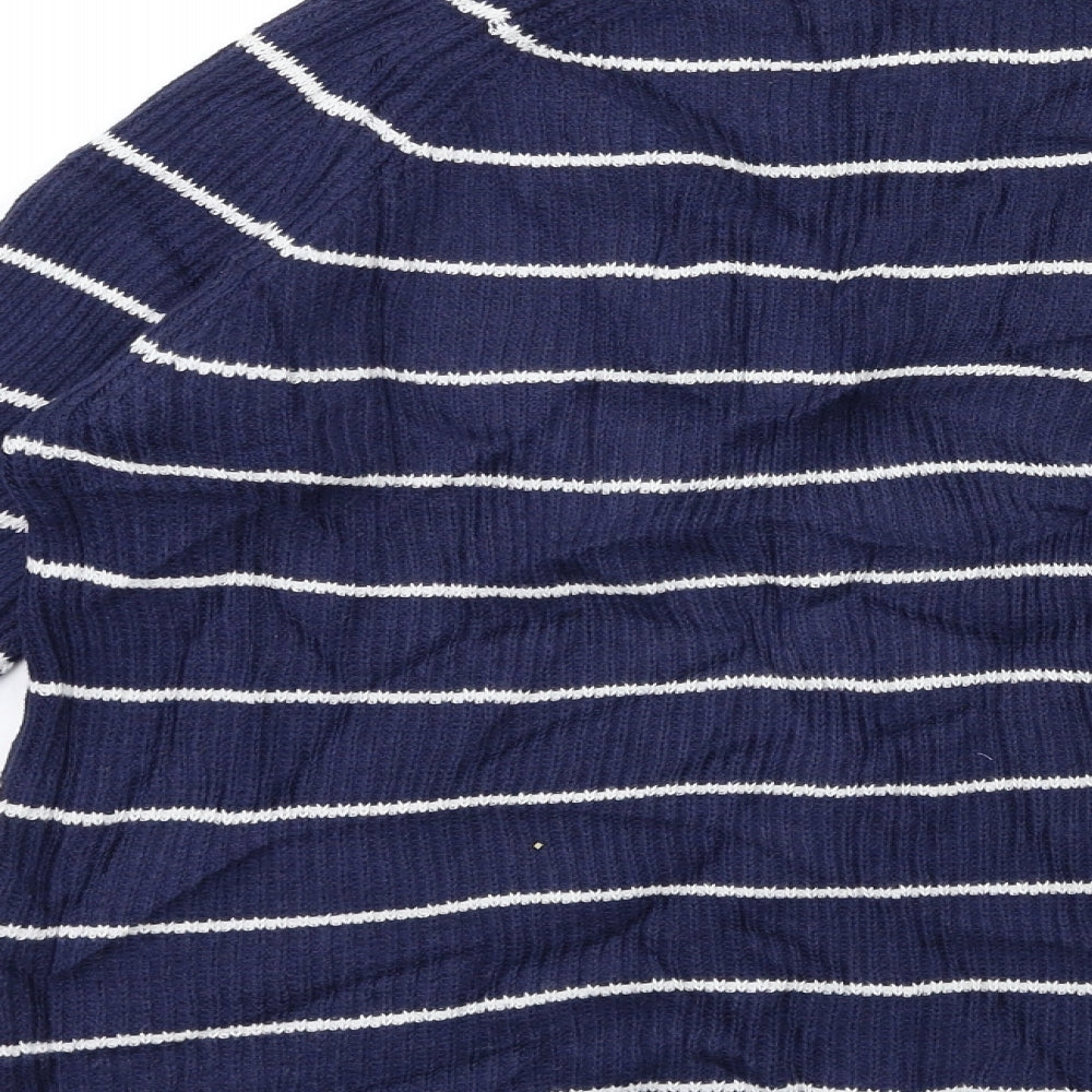 Crew Clothing Mens Blue Striped Knit Pullover Jumper Size M