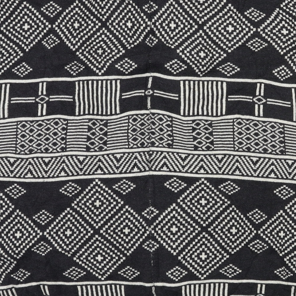 H&M Womens Black Geometric Knit Pullover Jumper Size M  - PONCHO