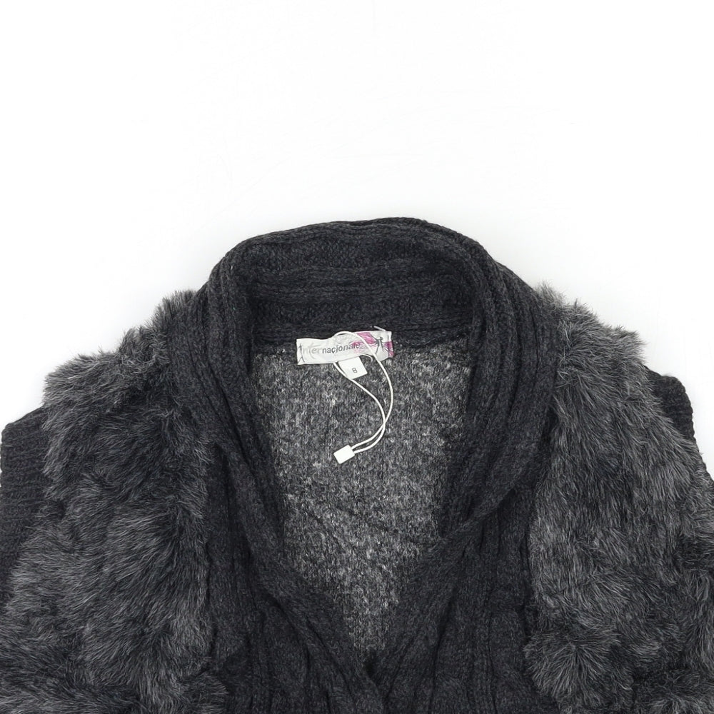 Internacionale Womens Grey  Knit Cardigan Jumper Size 8