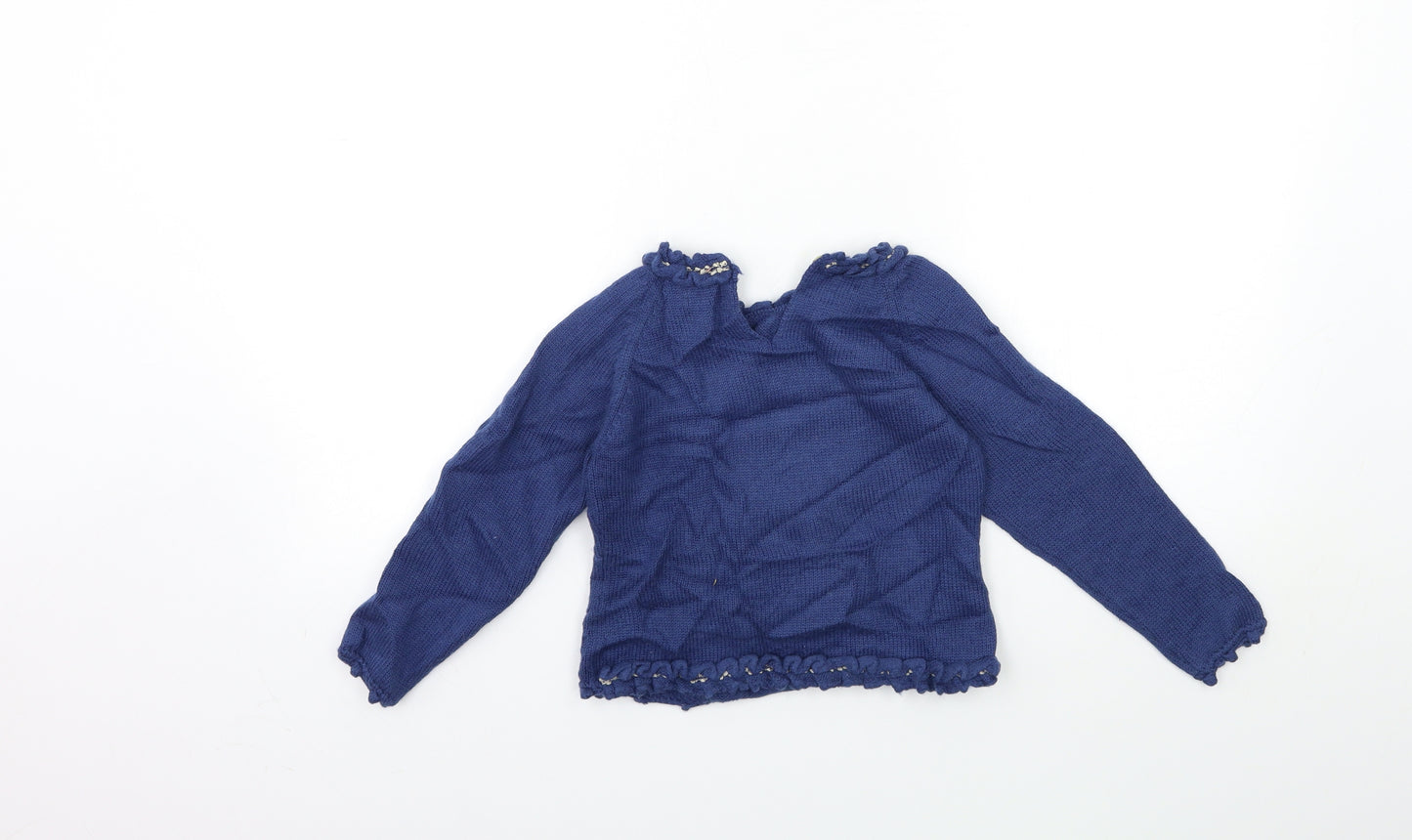 LOLITTOS Girls Blue  Knit Pullover Jumper Size 6 Years  - wolf
