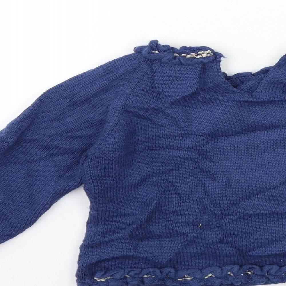 LOLITTOS Girls Blue  Knit Pullover Jumper Size 6 Years  - wolf