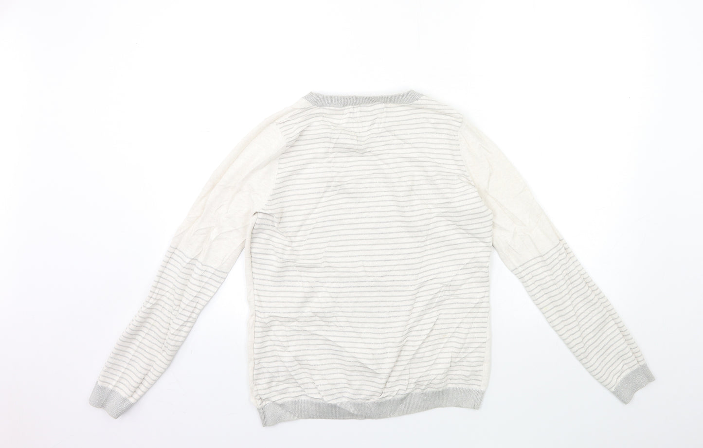 NEXT Womens White Striped Knit Pullover Jumper Size 12  - CAT