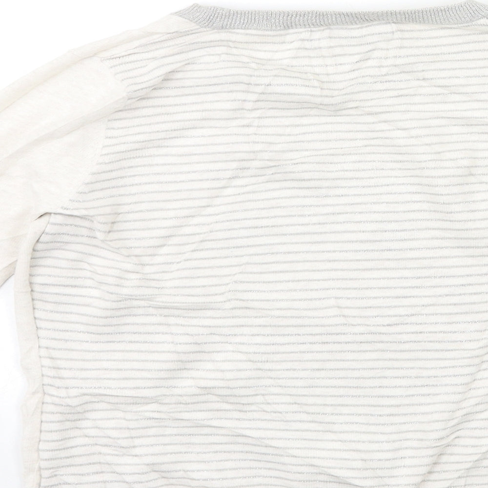 NEXT Womens White Striped Knit Pullover Jumper Size 12  - CAT